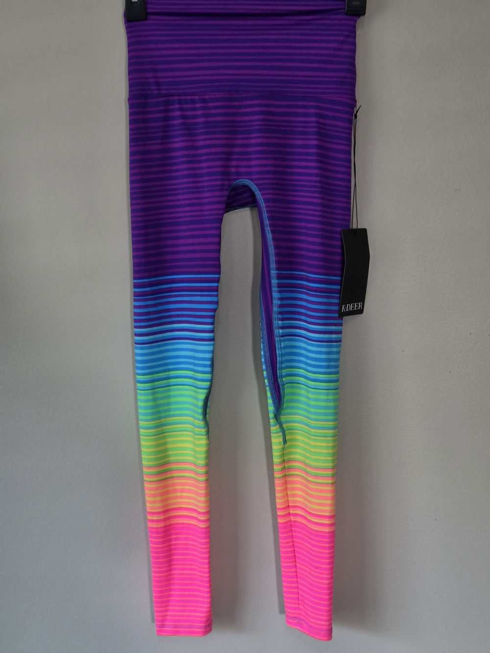 NWT K-DEER Sugar Rush Ombre Stripe Sneaker Leggings Women's Size S MSRP $98